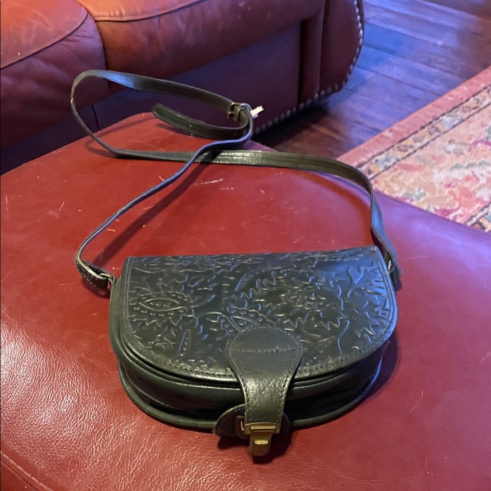 VINTAGE ANN TAYLOR green Leather Crossbody Bag